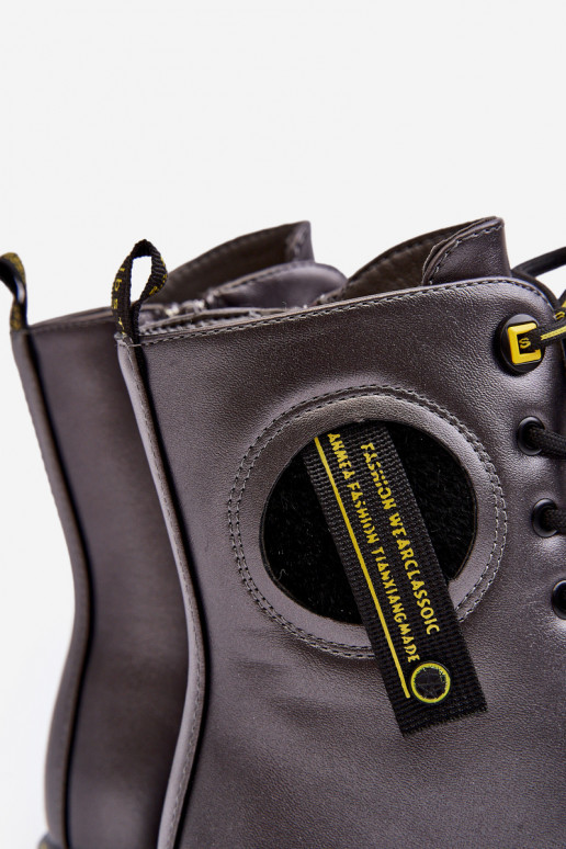 Children's Padded Trapper Boots Gray Iomare