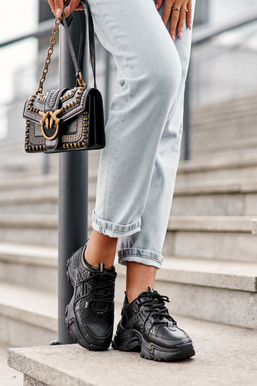 Women's Chunky Sports Sneakers Black Toderus