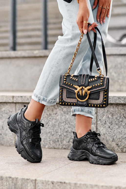 Women's Chunky Sports Sneakers Black Toderus