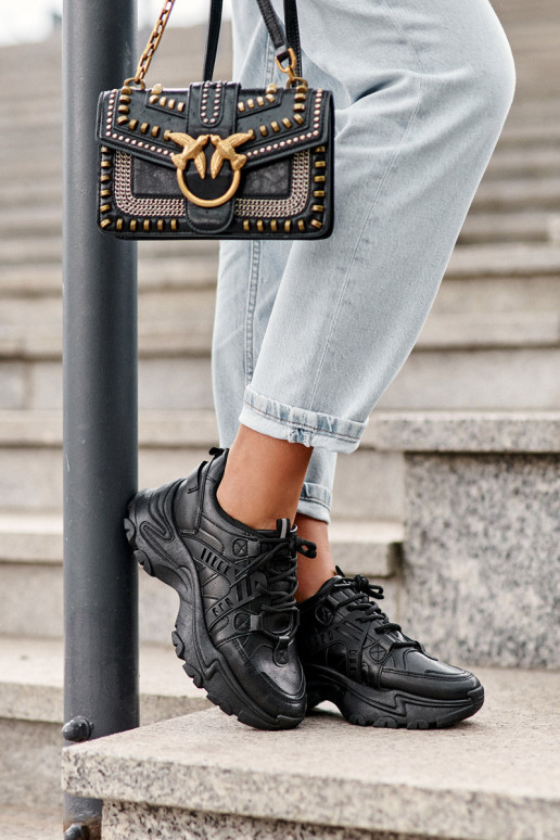 Women's Chunky Sports Sneakers Black Toderus