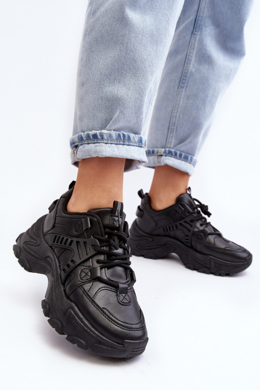 Masywne Damskie Buty Sportowe Sneakersy Czarne Toderus