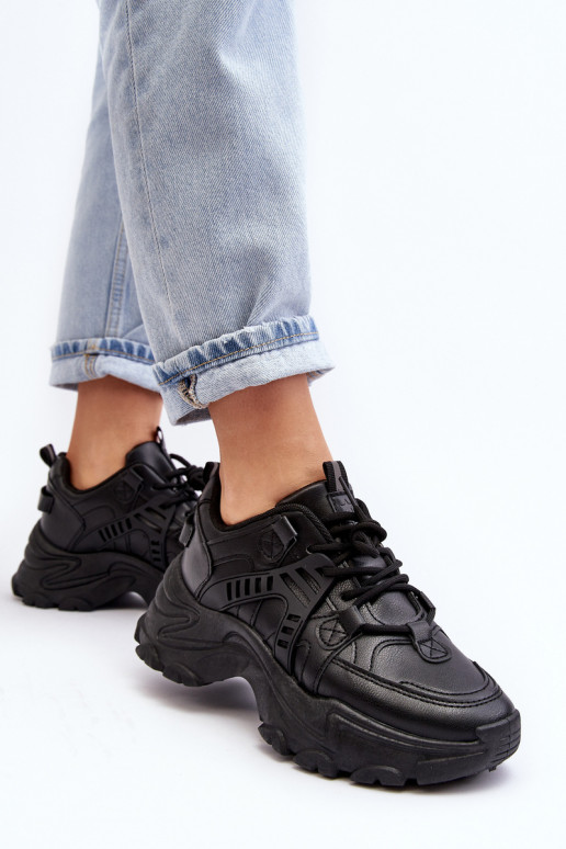 Masywne Damskie Buty Sportowe Sneakersy Czarne Toderus