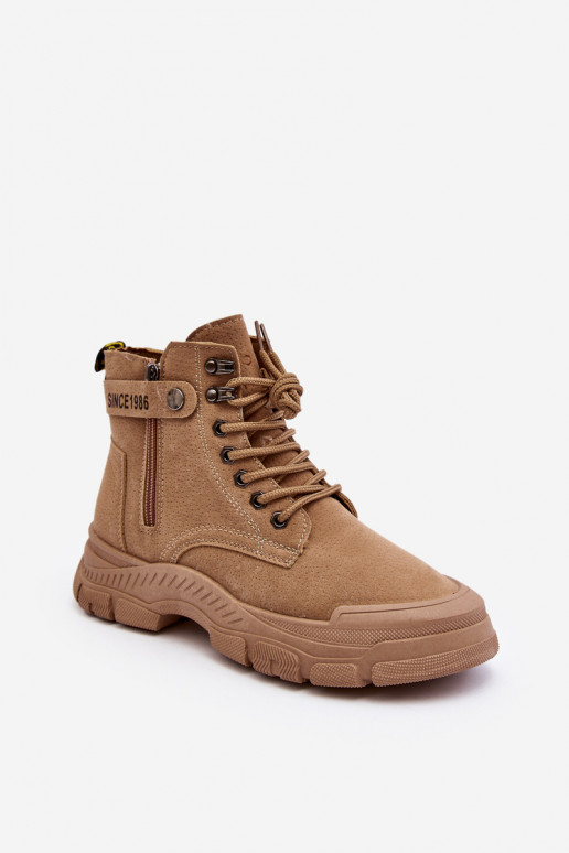 Women's Fleece-Lined Suede Trapper Boots Beige Jailina Women's Fleece-Lined Suede Trapper Boots Beige Jailina