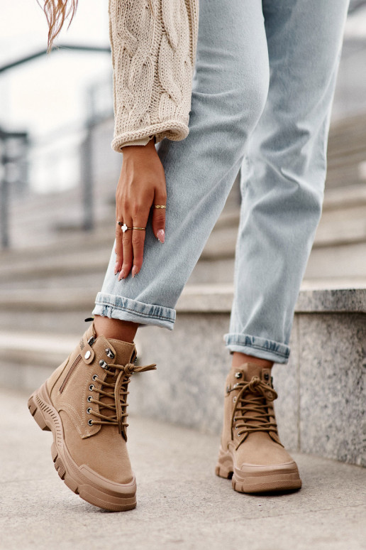 Women's Fleece-Lined Suede Trapper Boots Beige Jailina Women's Fleece-Lined Suede Trapper Boots Beige Jailina