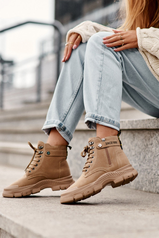 Women's Fleece-Lined Suede Trapper Boots Beige Jailina Women's Fleece-Lined Suede Trapper Boots Beige Jailina