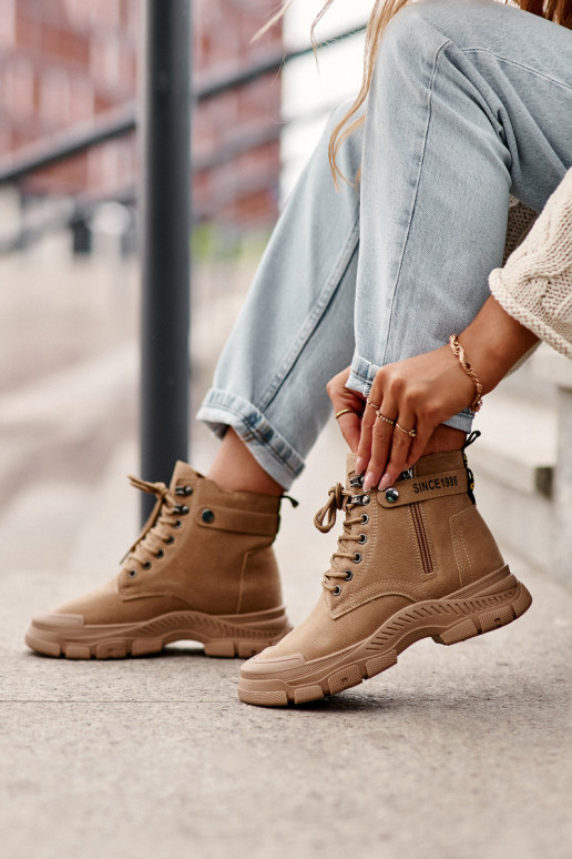 Women's Fleece-Lined Suede Trapper Boots Beige Jailina Women's Fleece-Lined Suede Trapper Boots Beige Jailina