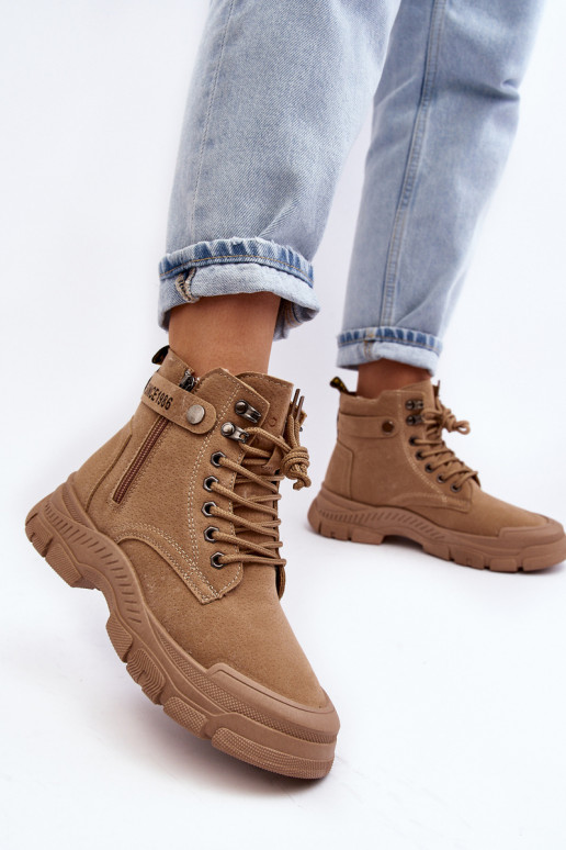 Women's Fleece-Lined Suede Trapper Boots Beige Jailina Women's Fleece-Lined Suede Trapper Boots Beige Jailina