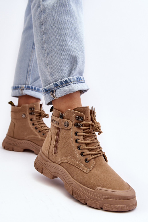 Women's Fleece-Lined Suede Trapper Boots Beige Jailina Women's Fleece-Lined Suede Trapper Boots Beige Jailina