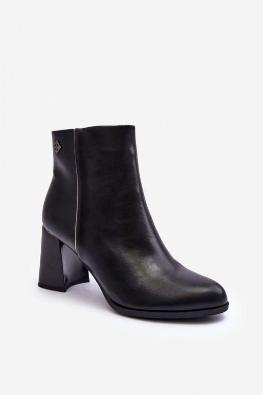 Leather Boots on Heel Black Popilla Leather Boots on Heel Black Popilla