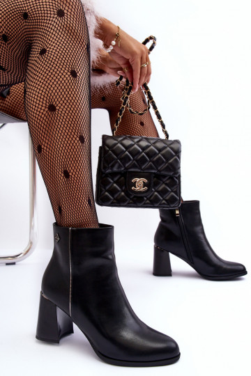 Leather Boots on Heel Black Popilla 2