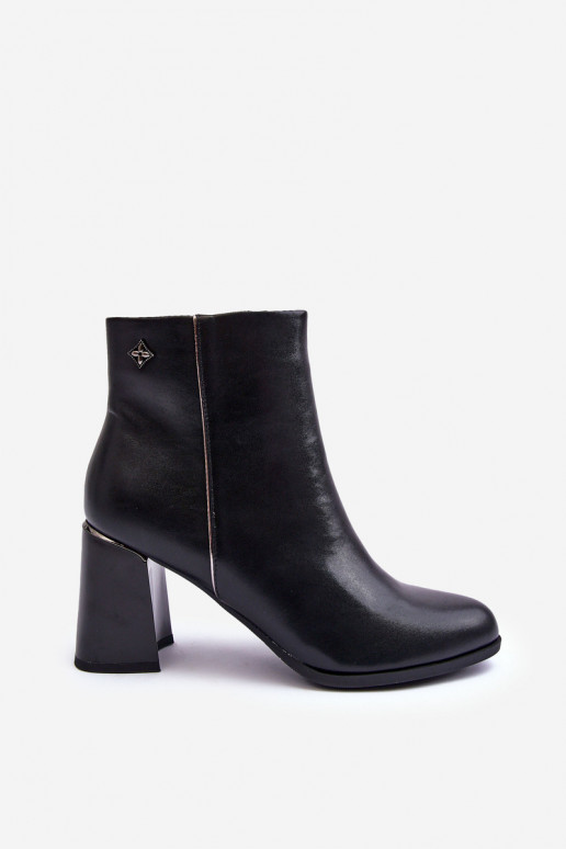 Leather Boots on Heel Black Popilla Leather Boots on Heel Black Popilla