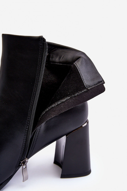 Leather Boots on Heel Black Popilla Leather Boots on Heel Black Popilla