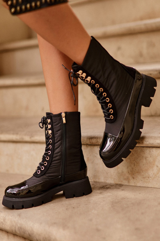 Women's Insulated Work Boots Flat Heel Black Saranema Women's Insulated Work Boots Flat Heel Black Saranema