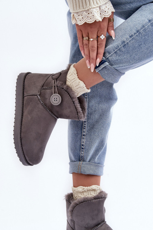 Women's Padded Snow Boots With Decoration Grey Siriol Women's Padded Snow Boots With Decoration Grey Siriol