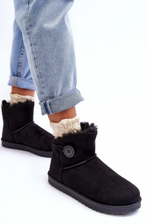 Women's Quilted Snow Boots With Ornament Black Siriol Women's Quilted Snow Boots With Ornament Black Siriol