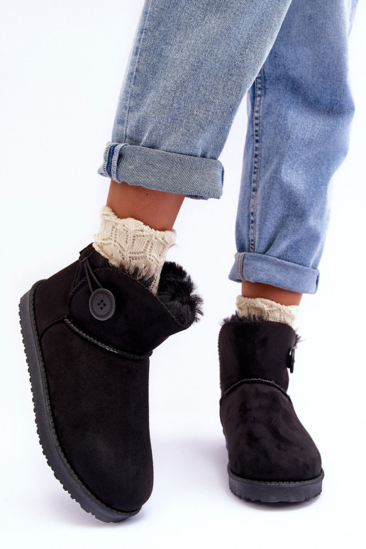Women's Quilted Snow Boots With Ornament Black Siriol Women's Quilted Snow Boots With Ornament Black Siriol