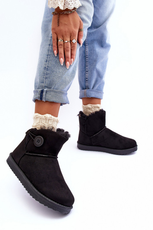 Women's Quilted Snow Boots With Ornament Black Siriol Women's Quilted Snow Boots With Ornament Black Siriol