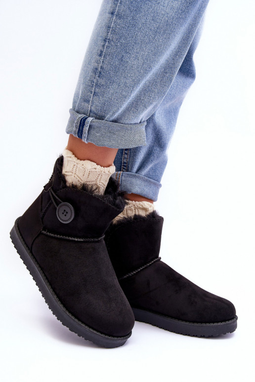 Women's Quilted Snow Boots With Ornament Black Siriol Women's Quilted Snow Boots With Ornament Black Siriol