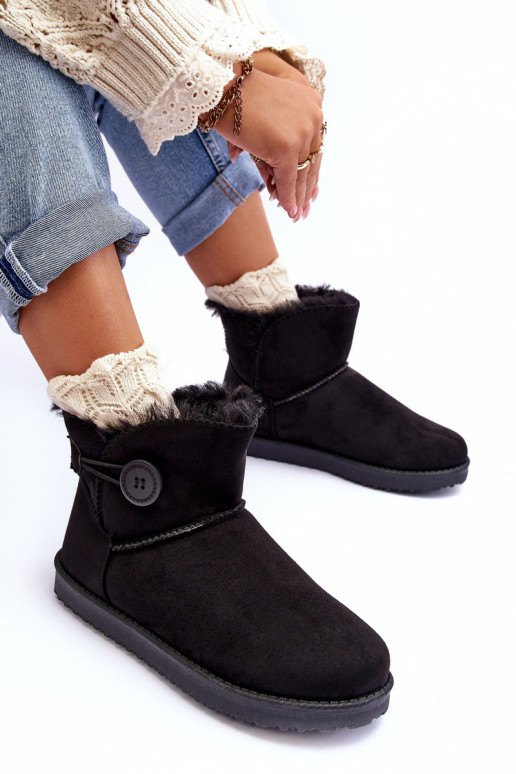 Women's Quilted Snow Boots With Ornament Black Siriol Women's Quilted Snow Boots With Ornament Black Siriol