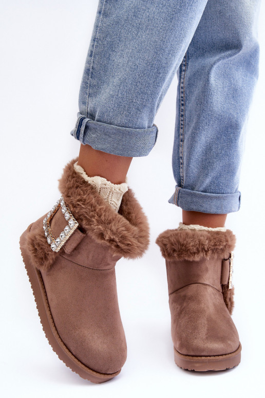 Faux Fur-Lined Clasp Snow Boots Dark Beige Dulca Faux Fur-Lined Clasp Snow Boots Dark Beige Dulca