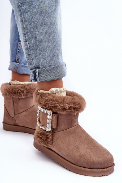 Faux Fur-Lined Clasp Snow Boots Dark Beige Dulca Faux Fur-Lined Clasp Snow Boots Dark Beige Dulca