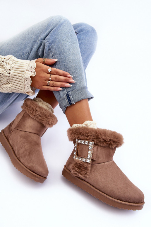 Faux Fur-Lined Clasp Snow Boots Dark Beige Dulca Faux Fur-Lined Clasp Snow Boots Dark Beige Dulca