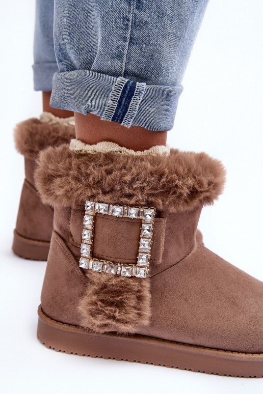Faux Fur-Lined Clasp Snow Boots Dark Beige Dulca Faux Fur-Lined Clasp Snow Boots Dark Beige Dulca