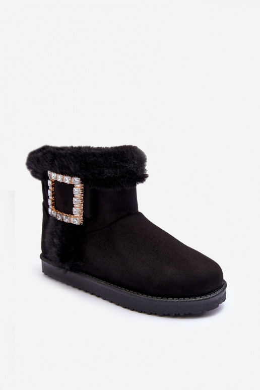 Faux Fur Lined Lace-up Snow Boots Black Dulca Faux Fur Lined Lace-up Snow Boots Black Dulca