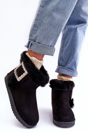 Faux Fur Lined Lace-up Snow Boots Black Dulca 2