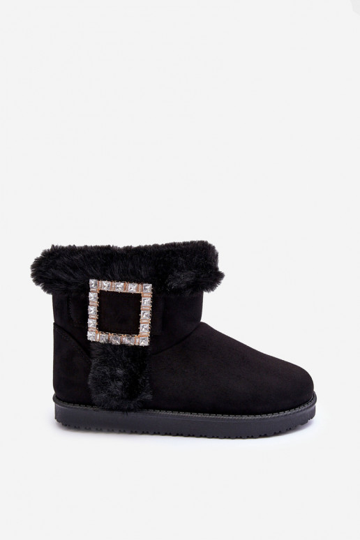 Faux Fur Lined Lace-up Snow Boots Black Dulca Faux Fur Lined Lace-up Snow Boots Black Dulca