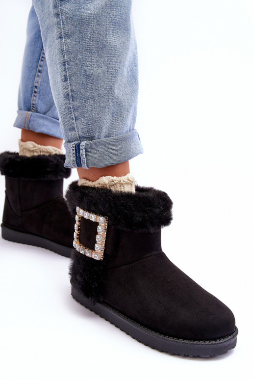 Faux Fur Lined Lace-up Snow Boots Black Dulca Faux Fur Lined Lace-up Snow Boots Black Dulca
