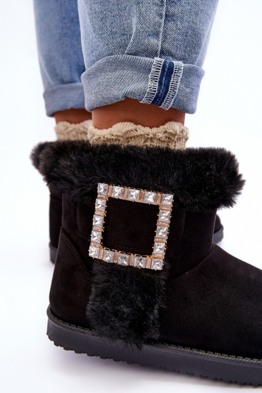 Faux Fur Lined Lace-up Snow Boots Black Dulca Faux Fur Lined Lace-up Snow Boots Black Dulca