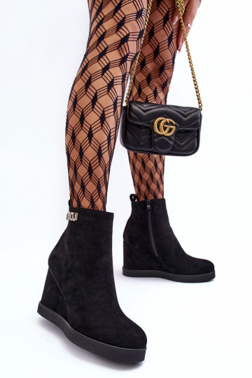 Leather Lined Heeled Boots With Ornamentation Black Vere 2