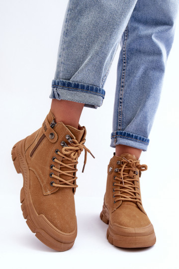 Women's Suede Lined Fur-Lined Boots Trapper Camel Jailina 2
