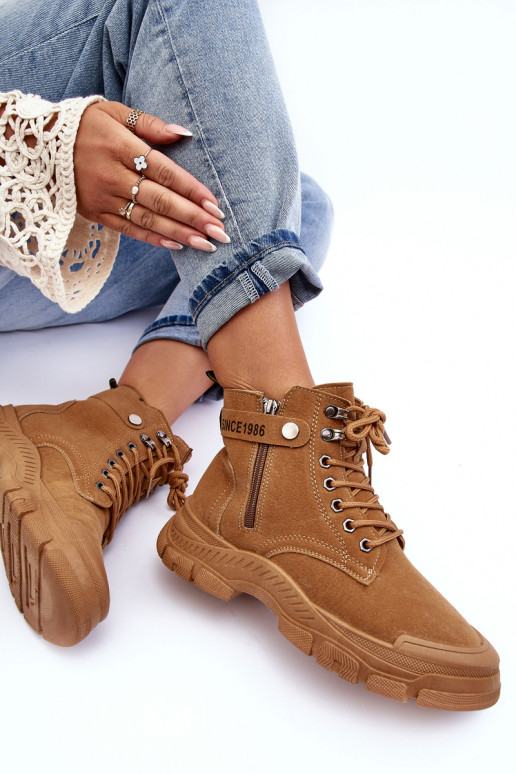 Women's Suede Lined Fur-Lined Boots Trapper Camel Jailina Women's Suede Lined Fur-Lined Boots Trapper Camel Jailina