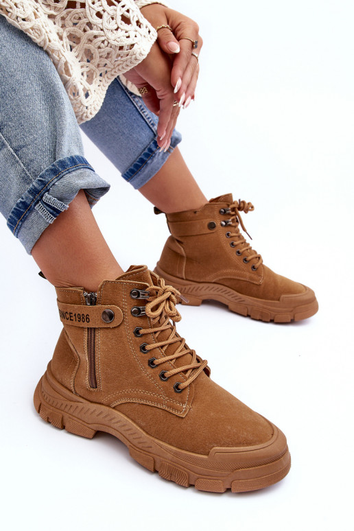 Women's Suede Lined Fur-Lined Boots Trapper Camel Jailina Women's Suede Lined Fur-Lined Boots Trapper Camel Jailina