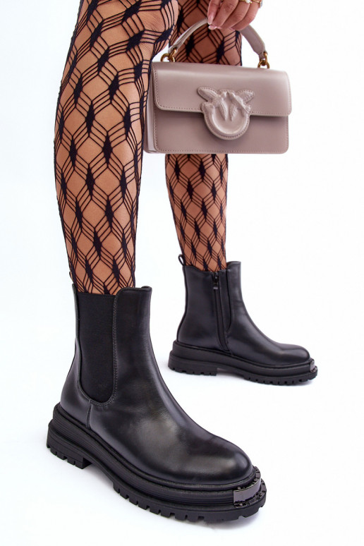 Women's Flat Heel and Platform Ankle Boots Black Linestta Women's Flat Heel and Platform Ankle Boots Black Linestta