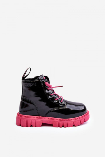 Kids' Lacquered Insulated Boots Big Star MM374148 Black-Pink 2