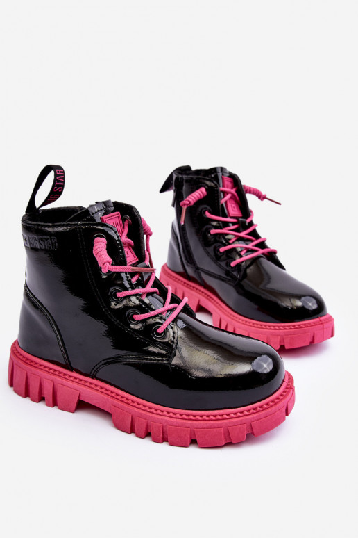 Kids' Lacquered Insulated Boots Big Star MM374148 Black-Pink