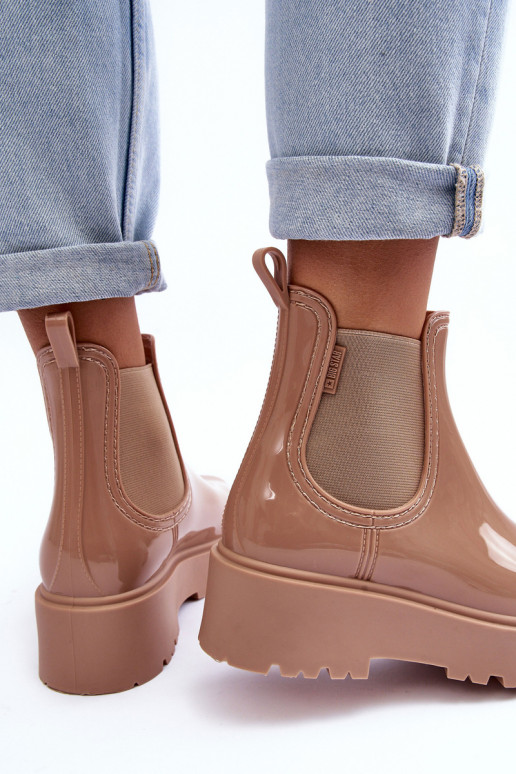 Women's Lacquered Platform Boots Big Star MM274396 Beige Women's Lacquered Platform Boots Big Star MM274396 Beige