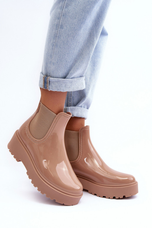 Women's Lacquered Platform Boots Big Star MM274396 Beige Women's Lacquered Platform Boots Big Star MM274396 Beige