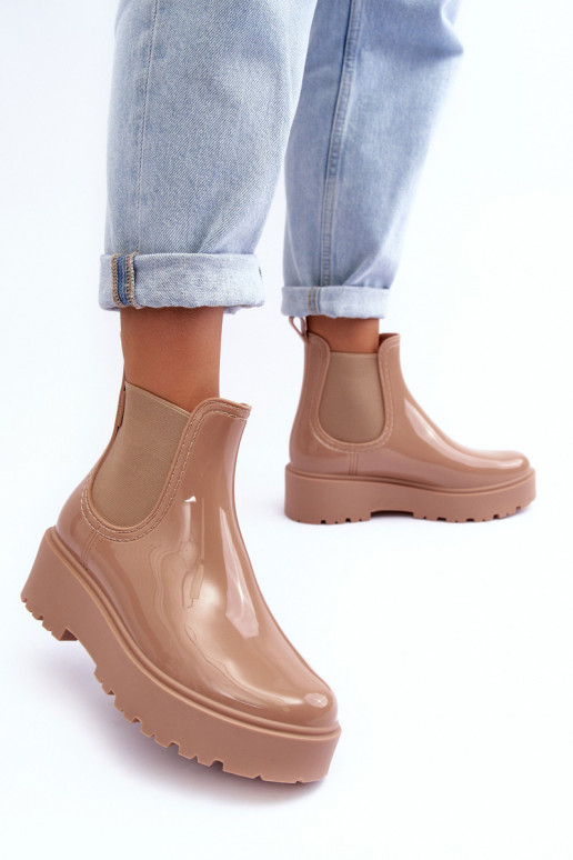 Women's Lacquered Platform Boots Big Star MM274396 Beige Women's Lacquered Platform Boots Big Star MM274396 Beige