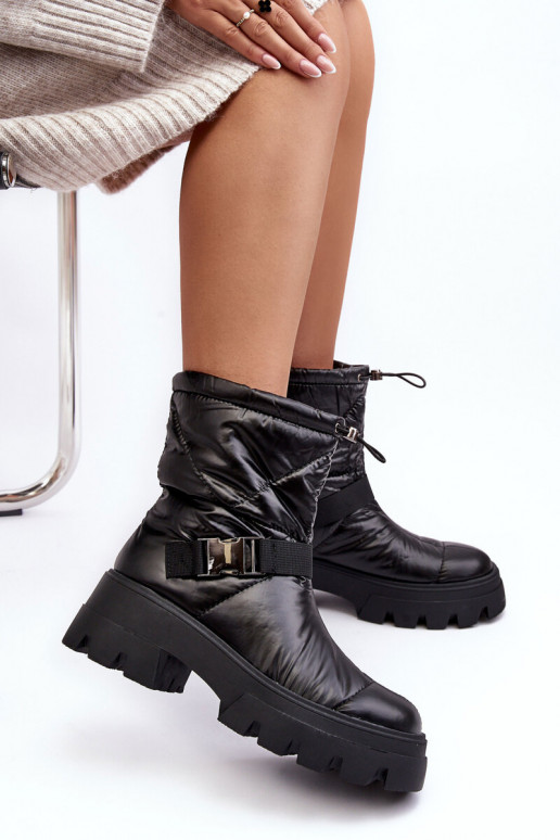Women's Boots With Massive Sole And Flat Heel Black Werikse Women's Boots With Massive Sole And Flat Heel Black Werikse