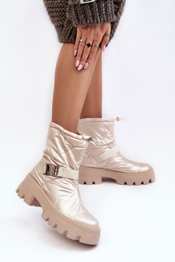 Women's Boots On Massive Sole And Flat Heel Beige Werikse 2