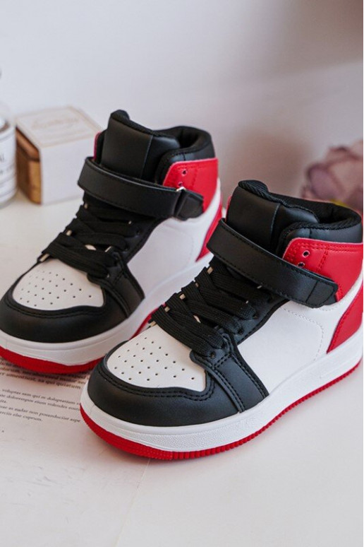 High Children's Sports Shoes White and Red Teredite