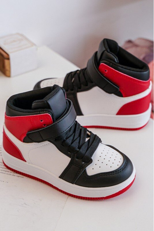 High Children's Sports Shoes White and Red Teredite