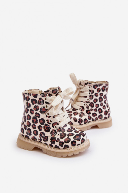 Children's Zip-Up Insulated Boots Beige-Brown Dolida