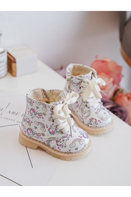 Kids' Lined Zip-Up Boots Beige Dolida