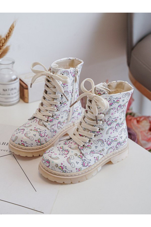 Kids' Lined Zip-Up Boots Beige Dolida