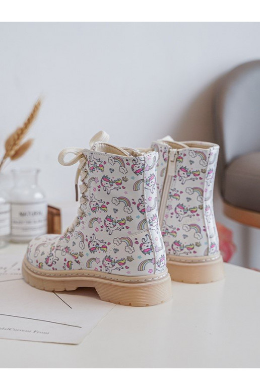 Kids' Lined Zip-Up Boots Beige Dolida